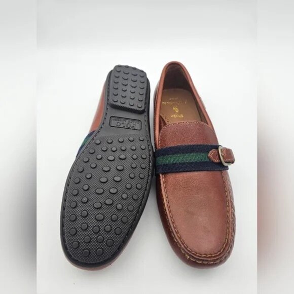 Polo Ralph lauren men\'s riali leather loafers driver shoes 10  Size brown main image 5